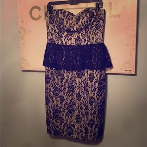 Jessica Simpson Strapless Peplum Lace Dress